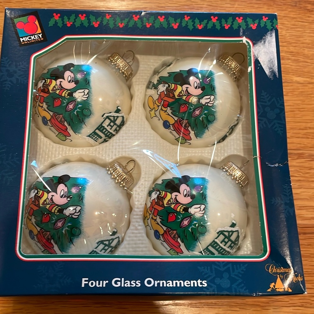 PRE XMAS SALE Glass Mickey Mouse Ornaments